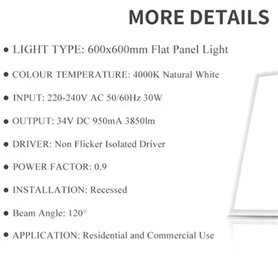 ایل ای ڈی فلیٹ پینل لائٹ 220-277V 6000K 12W